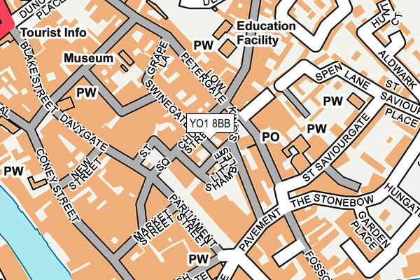 YO1 8BB map - OS OpenMap – Local (Ordnance Survey)