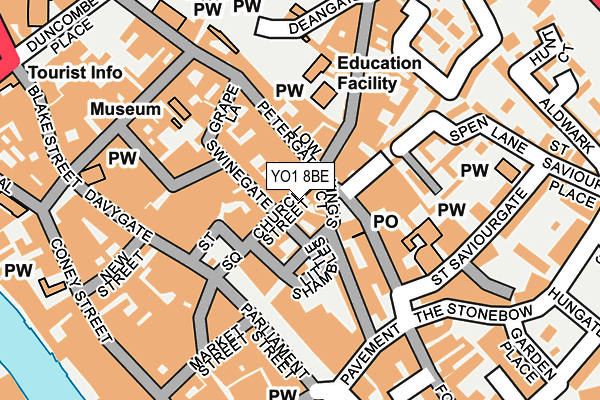 YO1 8BE map - OS OpenMap – Local (Ordnance Survey)