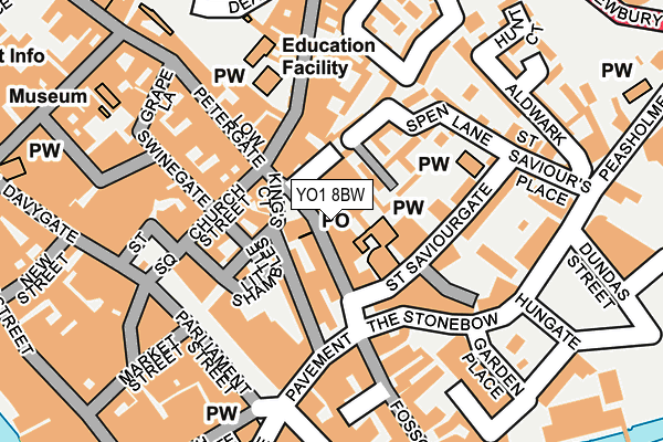 YO1 8BW map - OS OpenMap – Local (Ordnance Survey)