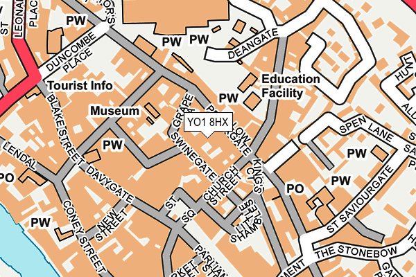 YO1 8HX map - OS OpenMap – Local (Ordnance Survey)