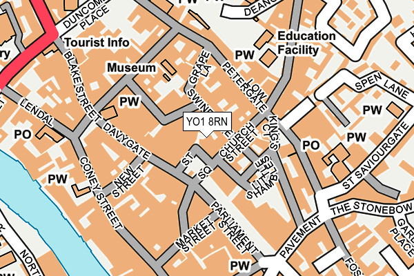 YO1 8RN map - OS OpenMap – Local (Ordnance Survey)