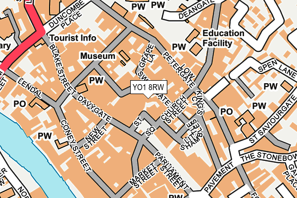 YO1 8RW map - OS OpenMap – Local (Ordnance Survey)
