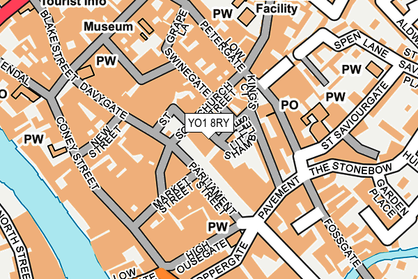 YO1 8RY map - OS OpenMap – Local (Ordnance Survey)