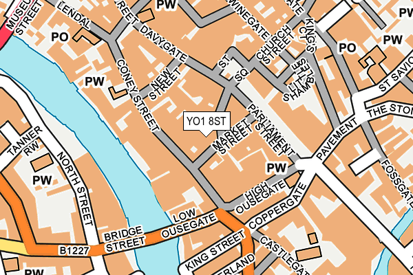 YO1 8ST map - OS OpenMap – Local (Ordnance Survey)