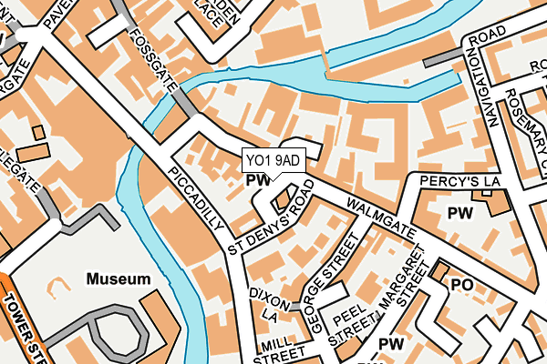 YO1 9AD map - OS OpenMap – Local (Ordnance Survey)