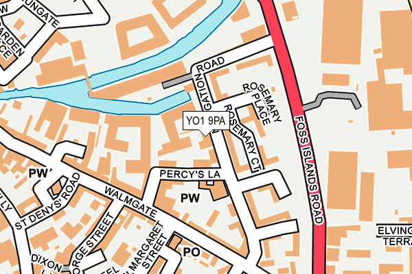 YO1 9PA map - OS OpenMap – Local (Ordnance Survey)