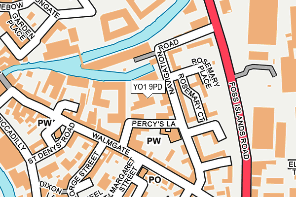 YO1 9PD map - OS OpenMap – Local (Ordnance Survey)