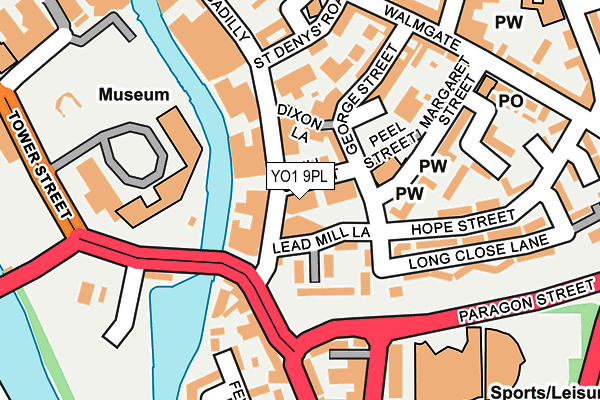 YO1 9PL map - OS OpenMap – Local (Ordnance Survey)