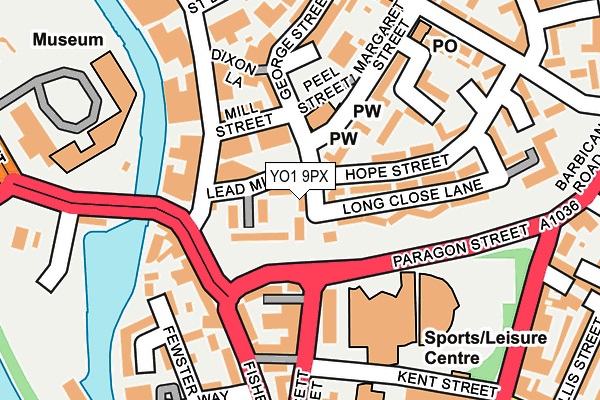 YO1 9PX map - OS OpenMap – Local (Ordnance Survey)