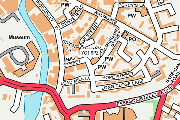 YO1 9PZ map - OS OpenMap – Local (Ordnance Survey)