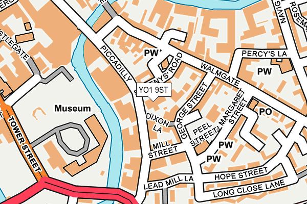 YO1 9ST map - OS OpenMap – Local (Ordnance Survey)