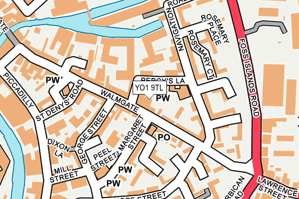 YO1 9TL map - OS OpenMap – Local (Ordnance Survey)