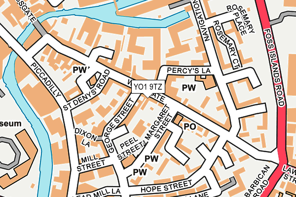 YO1 9TZ map - OS OpenMap – Local (Ordnance Survey)