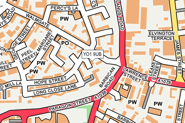 YO1 9UB map - OS OpenMap – Local (Ordnance Survey)