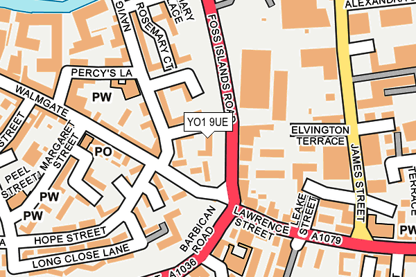 YO1 9UE map - OS OpenMap – Local (Ordnance Survey)