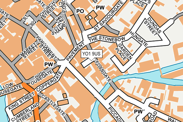 YO1 9US map - OS OpenMap – Local (Ordnance Survey)