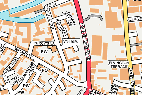 YO1 9UW map - OS OpenMap – Local (Ordnance Survey)