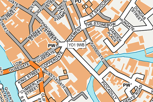 YO1 9WB map - OS OpenMap – Local (Ordnance Survey)