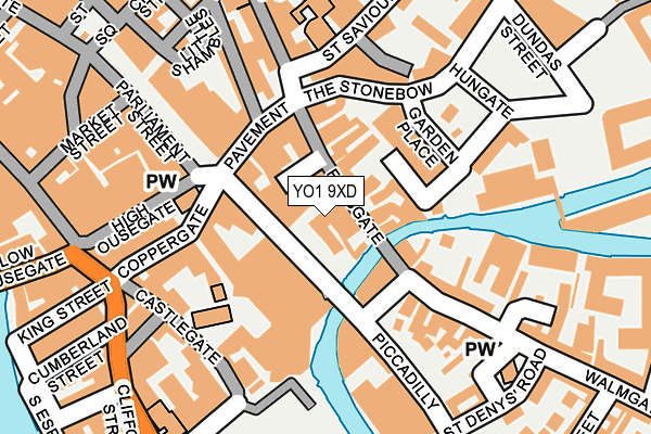 YO1 9XD map - OS OpenMap – Local (Ordnance Survey)