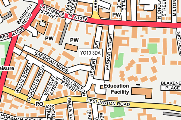 YO10 3DA map - OS OpenMap – Local (Ordnance Survey)