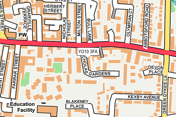 YO10 3FA map - OS OpenMap – Local (Ordnance Survey)