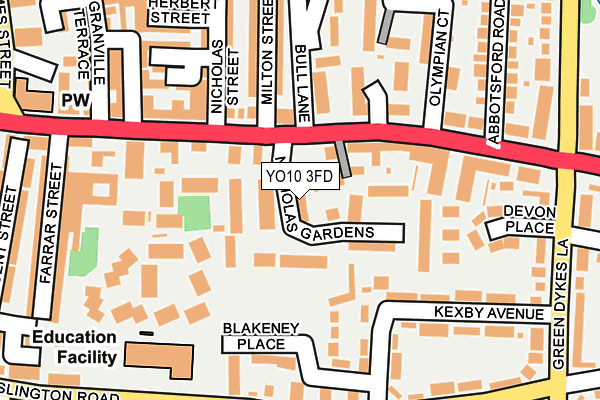YO10 3FD map - OS OpenMap – Local (Ordnance Survey)