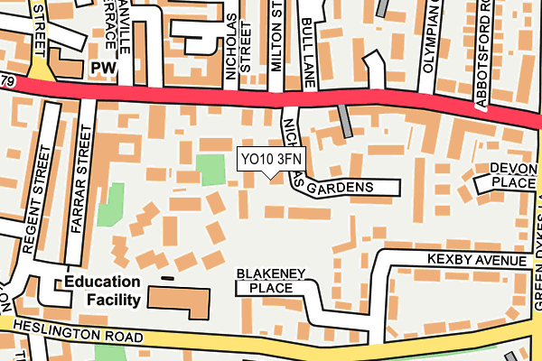 YO10 3FN map - OS OpenMap – Local (Ordnance Survey)