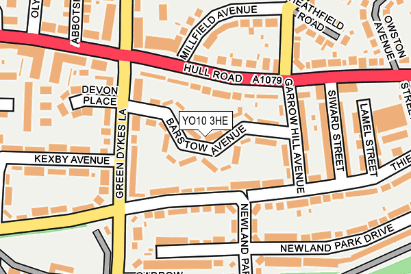 YO10 3HE map - OS OpenMap – Local (Ordnance Survey)