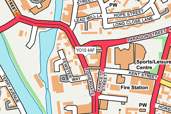 YO10 4AF map - OS OpenMap – Local (Ordnance Survey)