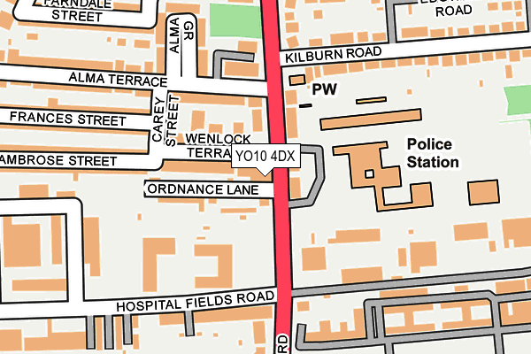 YO10 4DX map - OS OpenMap – Local (Ordnance Survey)
