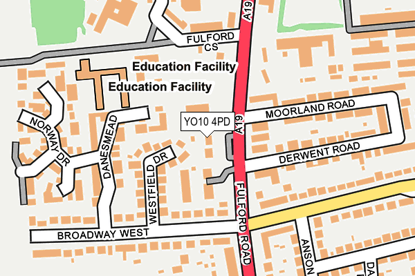 YO10 4PD map - OS OpenMap – Local (Ordnance Survey)