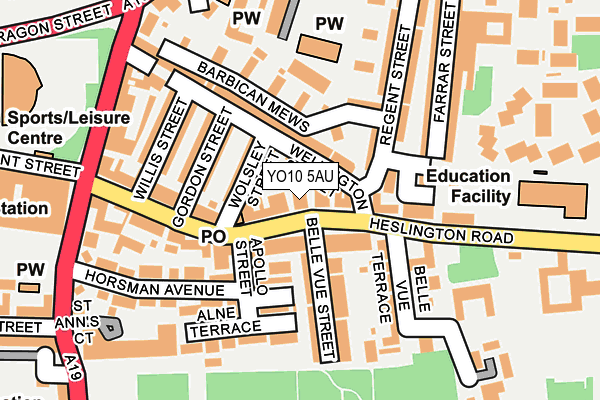 YO10 5AU map - OS OpenMap – Local (Ordnance Survey)