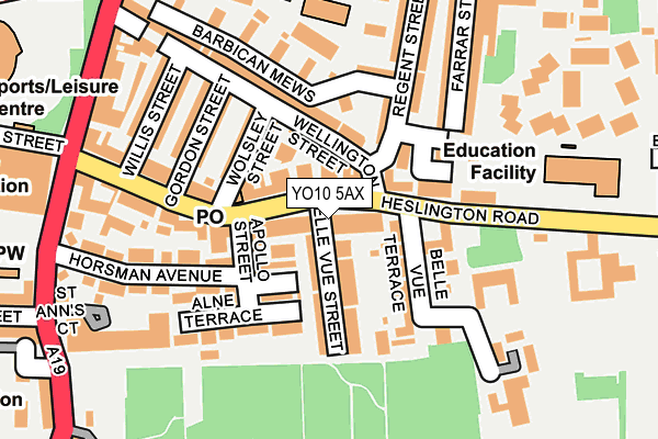YO10 5AX map - OS OpenMap – Local (Ordnance Survey)