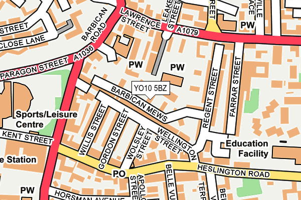 YO10 5BZ map - OS OpenMap – Local (Ordnance Survey)