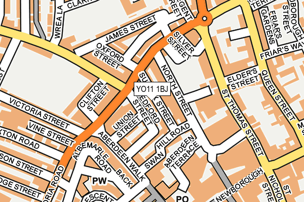 YO11 1BJ map - OS OpenMap – Local (Ordnance Survey)