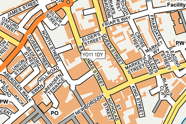 YO11 1DY map - OS OpenMap – Local (Ordnance Survey)