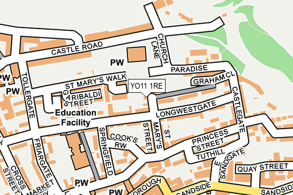 YO11 1RE map - OS OpenMap – Local (Ordnance Survey)