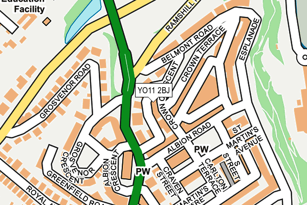 YO11 2BJ map - OS OpenMap – Local (Ordnance Survey)