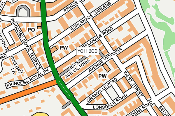 YO11 2QD map - OS OpenMap – Local (Ordnance Survey)
