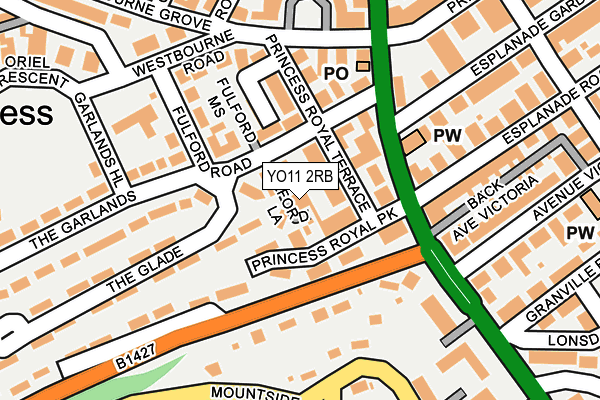 YO11 2RB map - OS OpenMap – Local (Ordnance Survey)