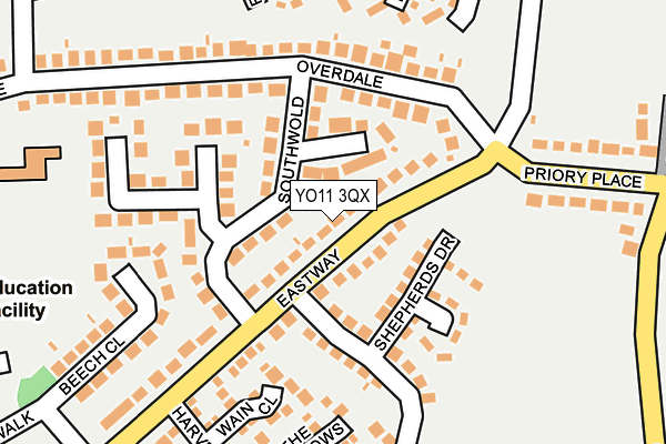 YO11 3QX map - OS OpenMap – Local (Ordnance Survey)