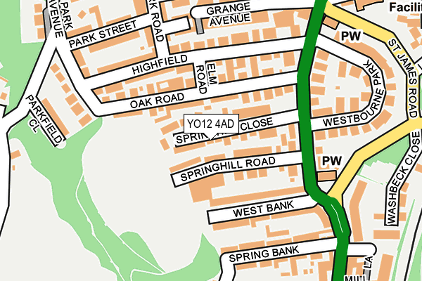 YO12 4AD map - OS OpenMap – Local (Ordnance Survey)