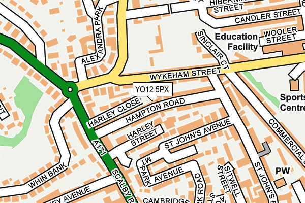 YO12 5PX map - OS OpenMap – Local (Ordnance Survey)