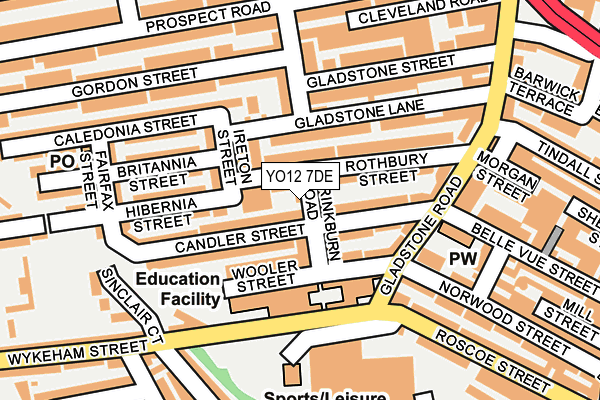 YO12 7DE map - OS OpenMap – Local (Ordnance Survey)