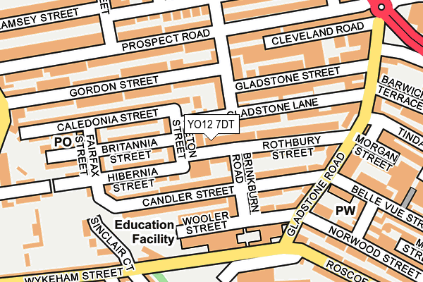 YO12 7DT map - OS OpenMap – Local (Ordnance Survey)