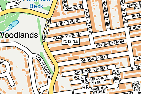 YO12 7LE map - OS OpenMap – Local (Ordnance Survey)
