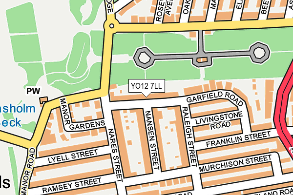 YO12 7LL map - OS OpenMap – Local (Ordnance Survey)