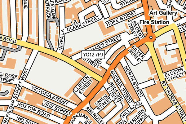YO12 7PJ map - OS OpenMap – Local (Ordnance Survey)