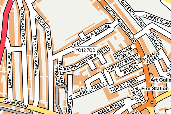 YO12 7QD map - OS OpenMap – Local (Ordnance Survey)