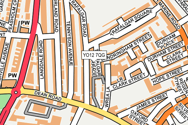 YO12 7QG map - OS OpenMap – Local (Ordnance Survey)
